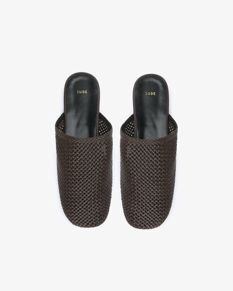 Floor Slide Brown Woven Leather