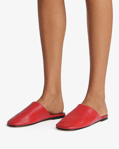 floor slide in red leather