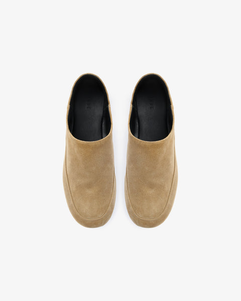 Floor Slipper Beige Suede Leather