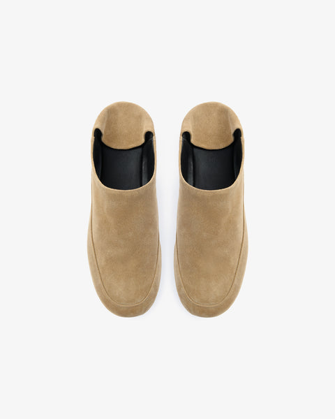 Floor Slipper Beige Suede Leather