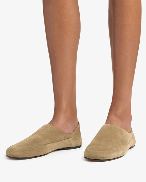 Floor Slipper Beige Suede Leather