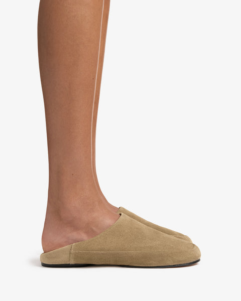 Floor Slipper Beige Suede Leather
