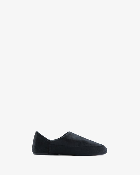 Floor Slipper in Black Pony Leather