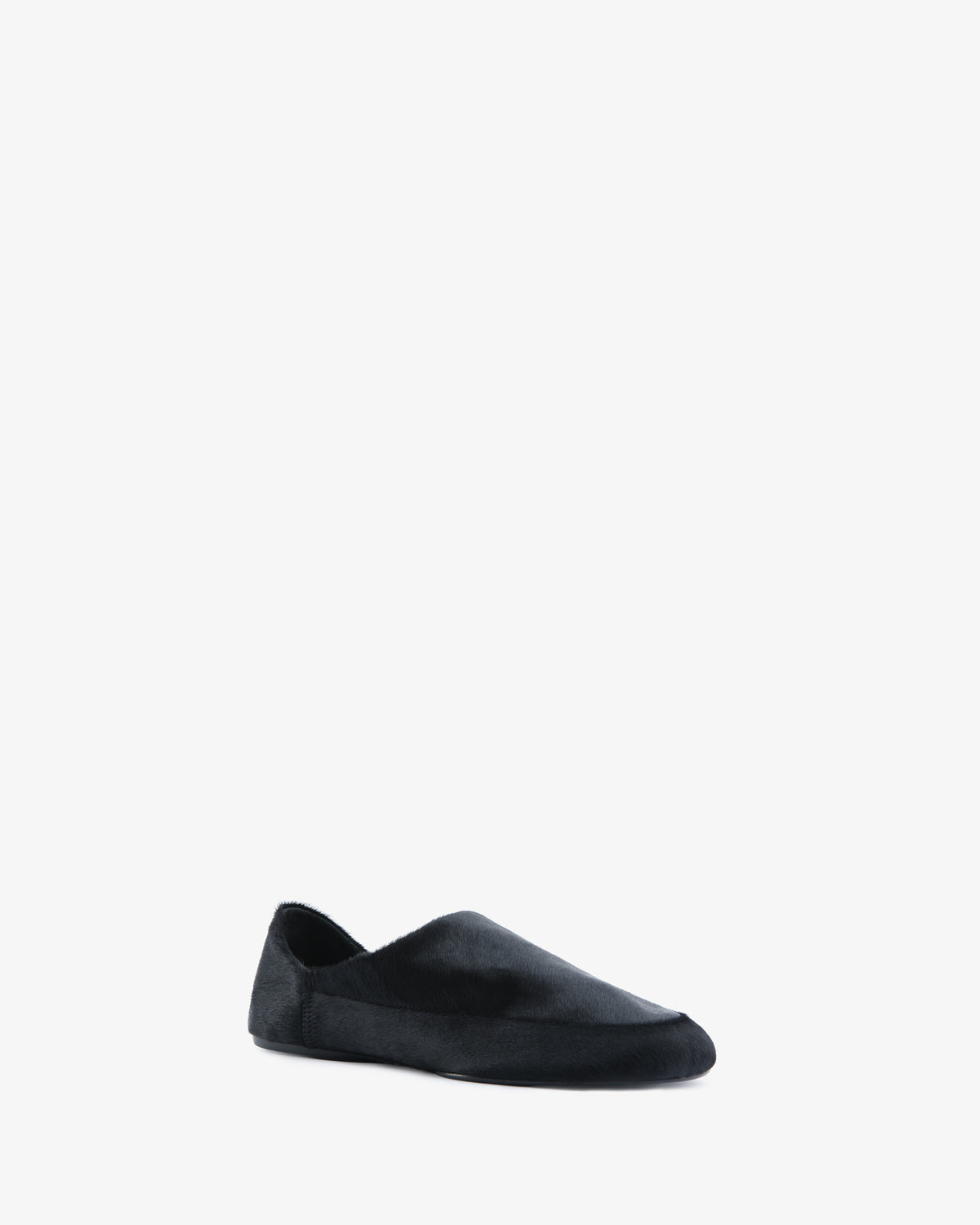 Floor Slipper in Black Pony Leather