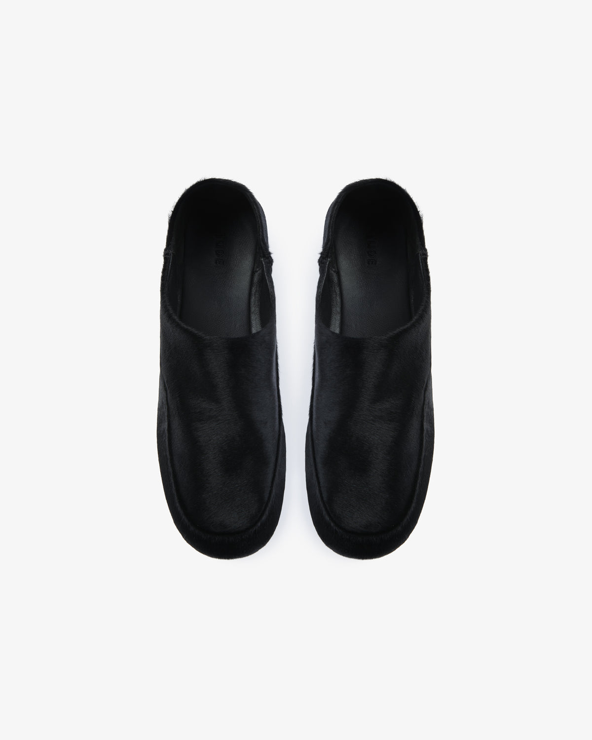 Floor Slipper in Black Pony Leather