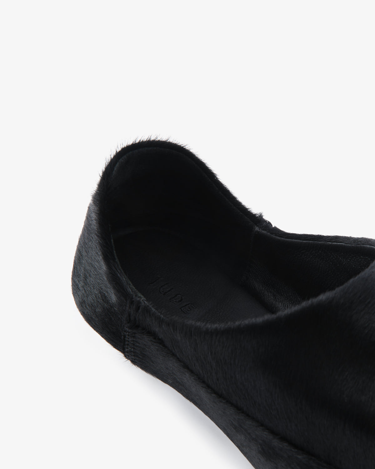 Floor Slipper in Black Pony Leather