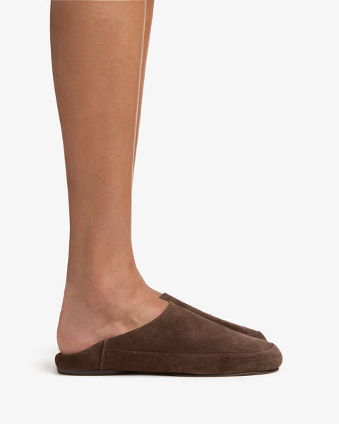 Floor Slipper in Mocha Suede Leather