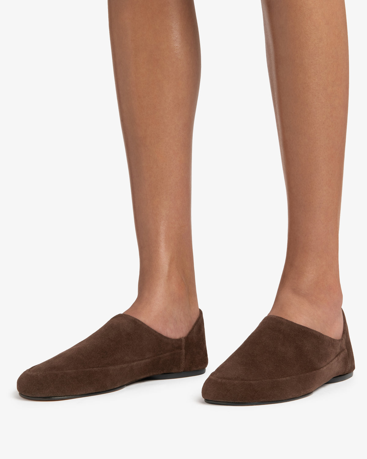 Floor Slipper in Mocha Suede Leather