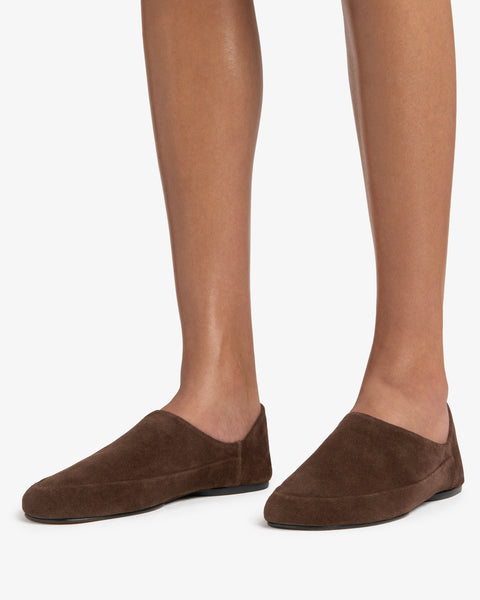 Floor Slipper in Mocha Suede Leather