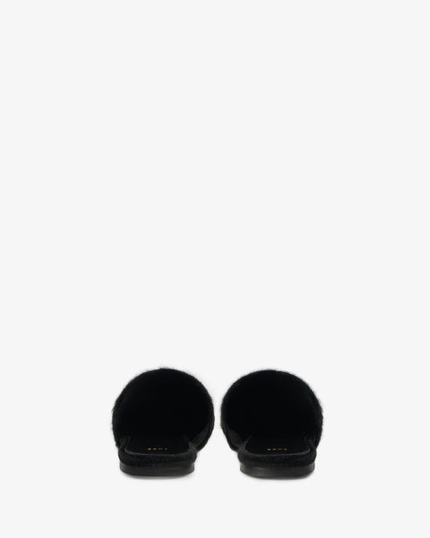 floor slide in black pony leather