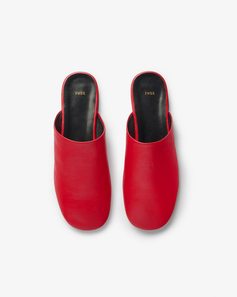 floor slide in red leather