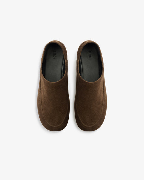 Floor Slipper in Mocha Suede Leather