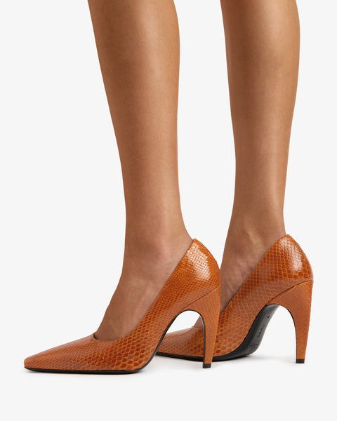 Fame Pump Tan Python Leather