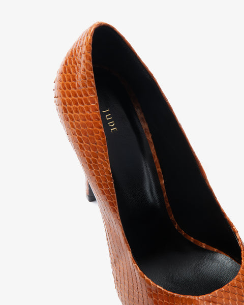 Fame Pump Tan Python Leather