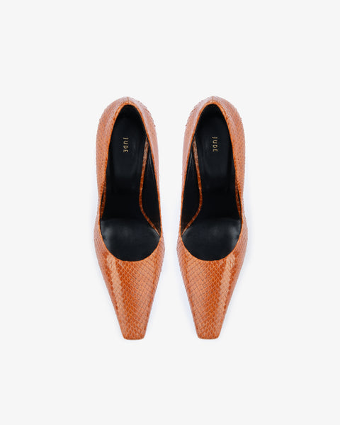 Fame Pump Tan Python Leather