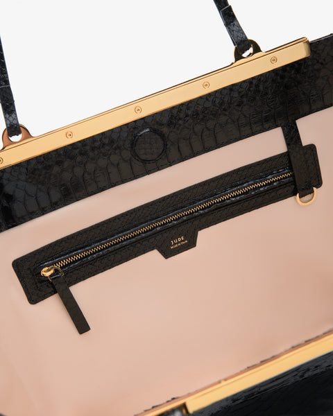 Gaia Bag Black Python Leather
