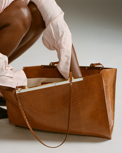 Gaia Bag Tan Python Leather