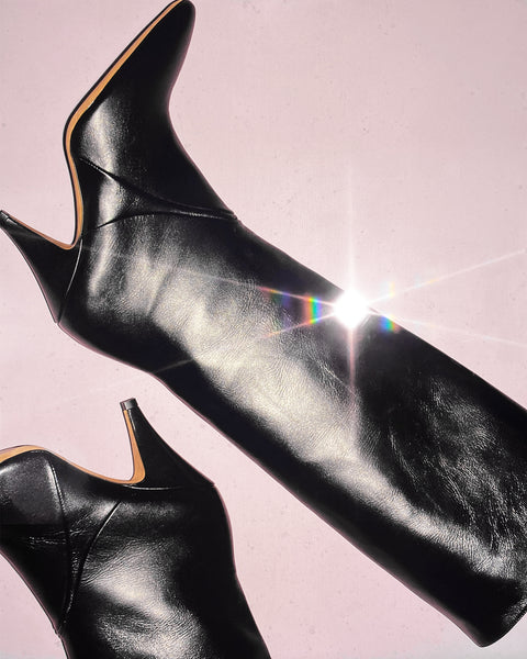 Haze Knee Boot Indigo Creased Leather
