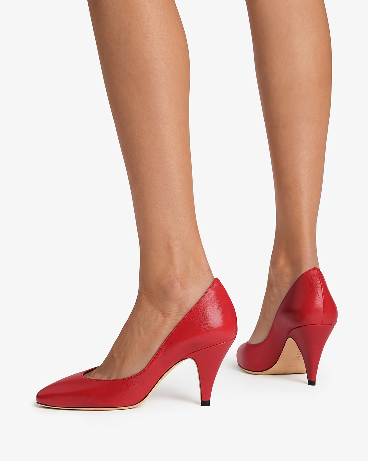 haze pump in red creased leather