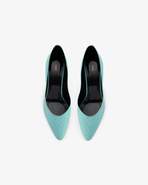 Haze Pump Turquoise Ostrich Embossed Leather