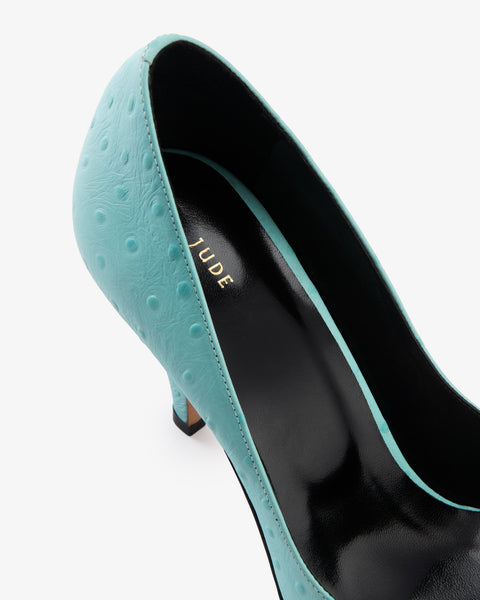 Haze Pump Turquoise Ostrich Embossed Leather