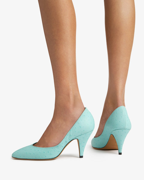 Haze Pump Turquoise Ostrich Embossed Leather