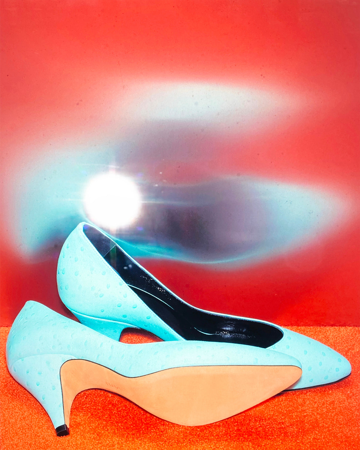 Haze Pump Turquoise Ostrich Embossed Leather