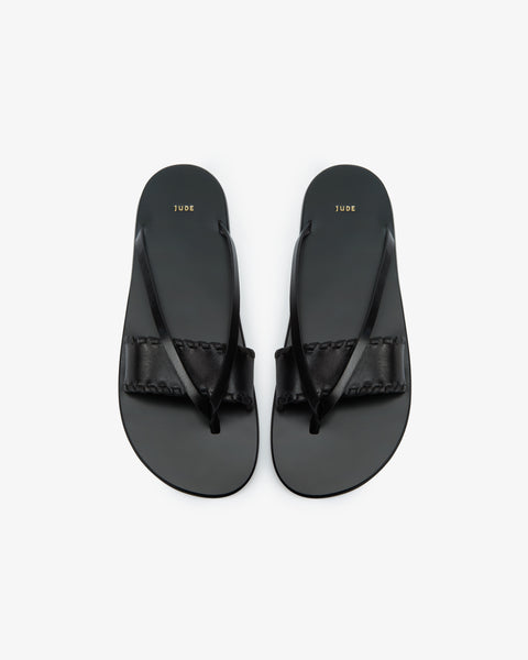 Helena Flat Black Leather