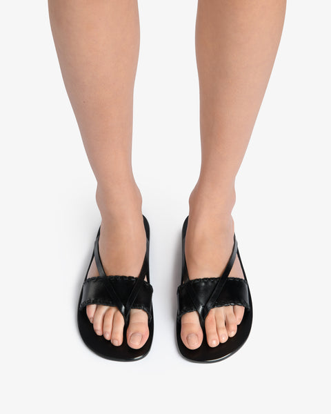 Helena Flat Black Leather