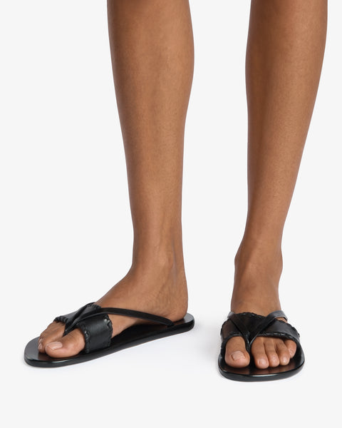 Helena Flat Black Leather