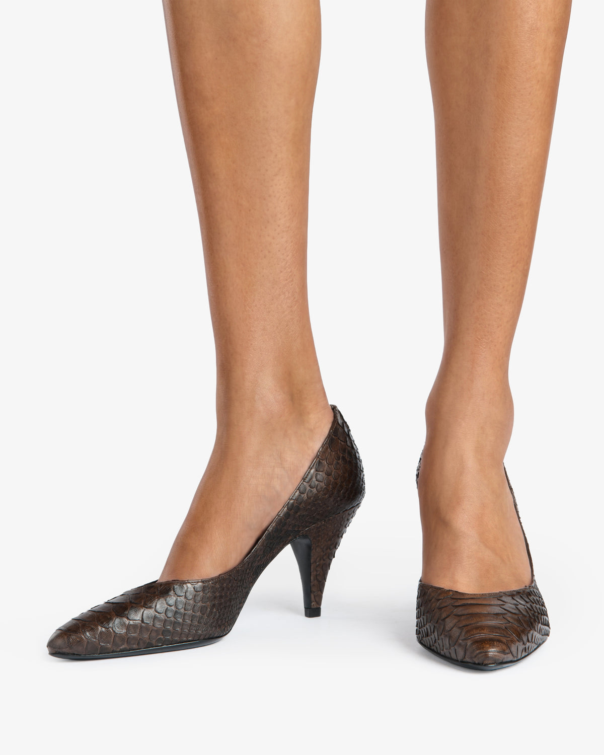 Haze Pump in Dark Brown Python Leather