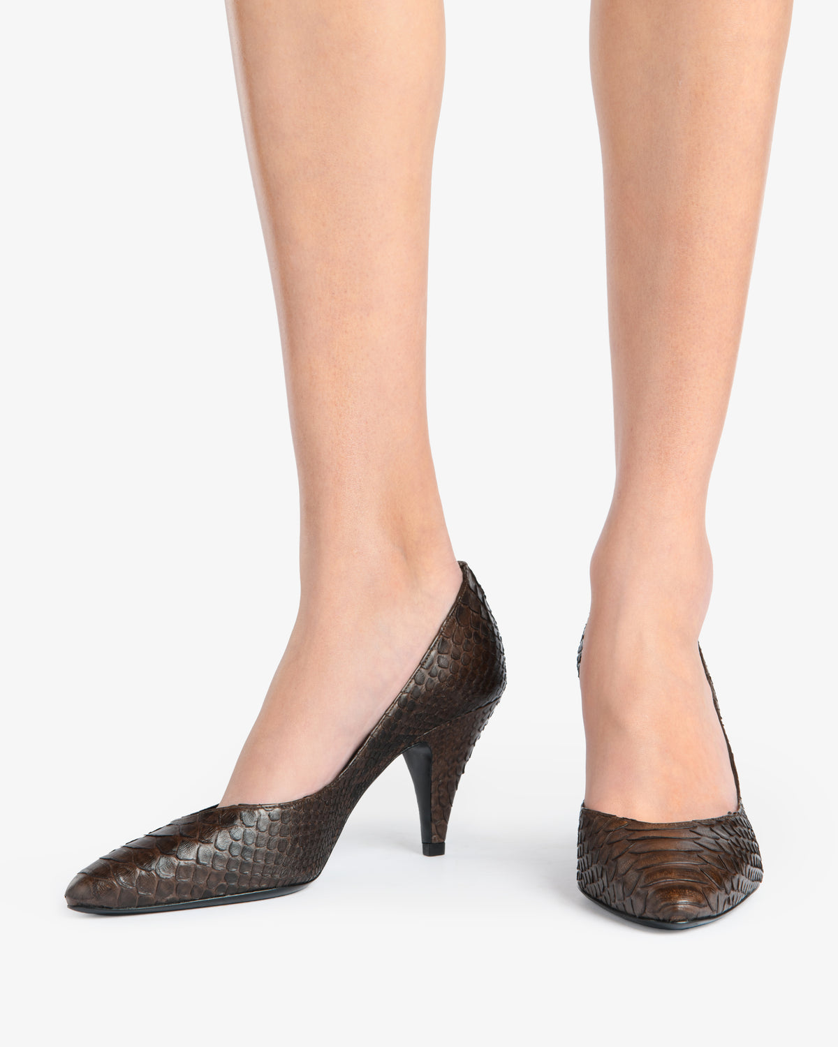 Haze Pump in Dark Brown Python Leather