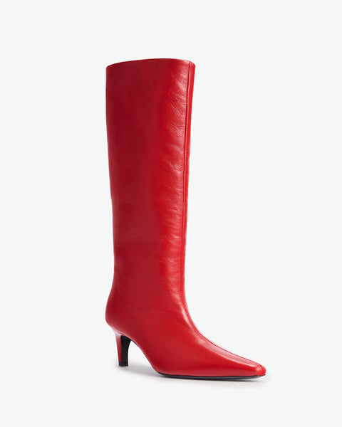 Cave Knee Boot in Red Leather - Second Image