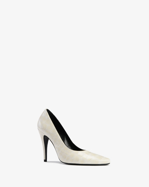 Jerry Pump Cream Croc Embossed Patent Leather