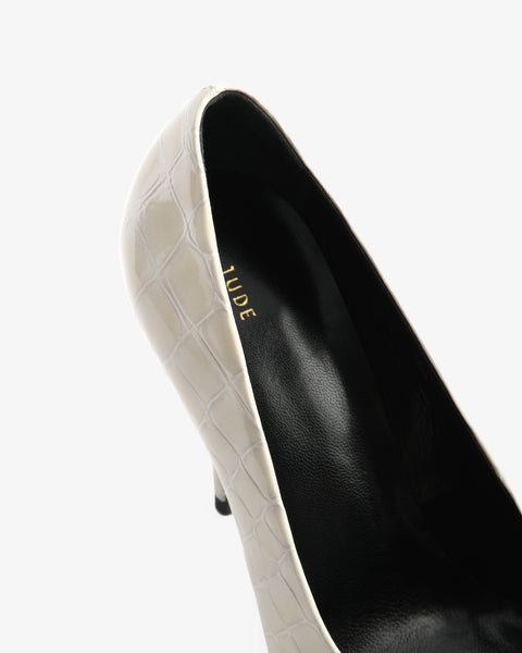 Jerry Pump Cream Croc Embossed Patent Leather