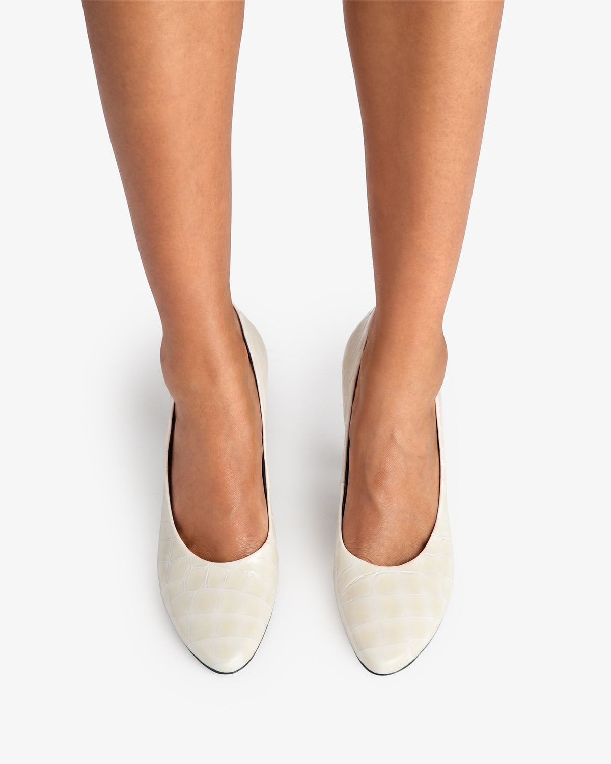 Jerry Pump Cream Croc Embossed Patent Leather