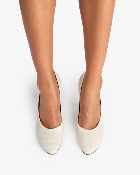 Jerry Pump Cream Croc Embossed Patent Leather