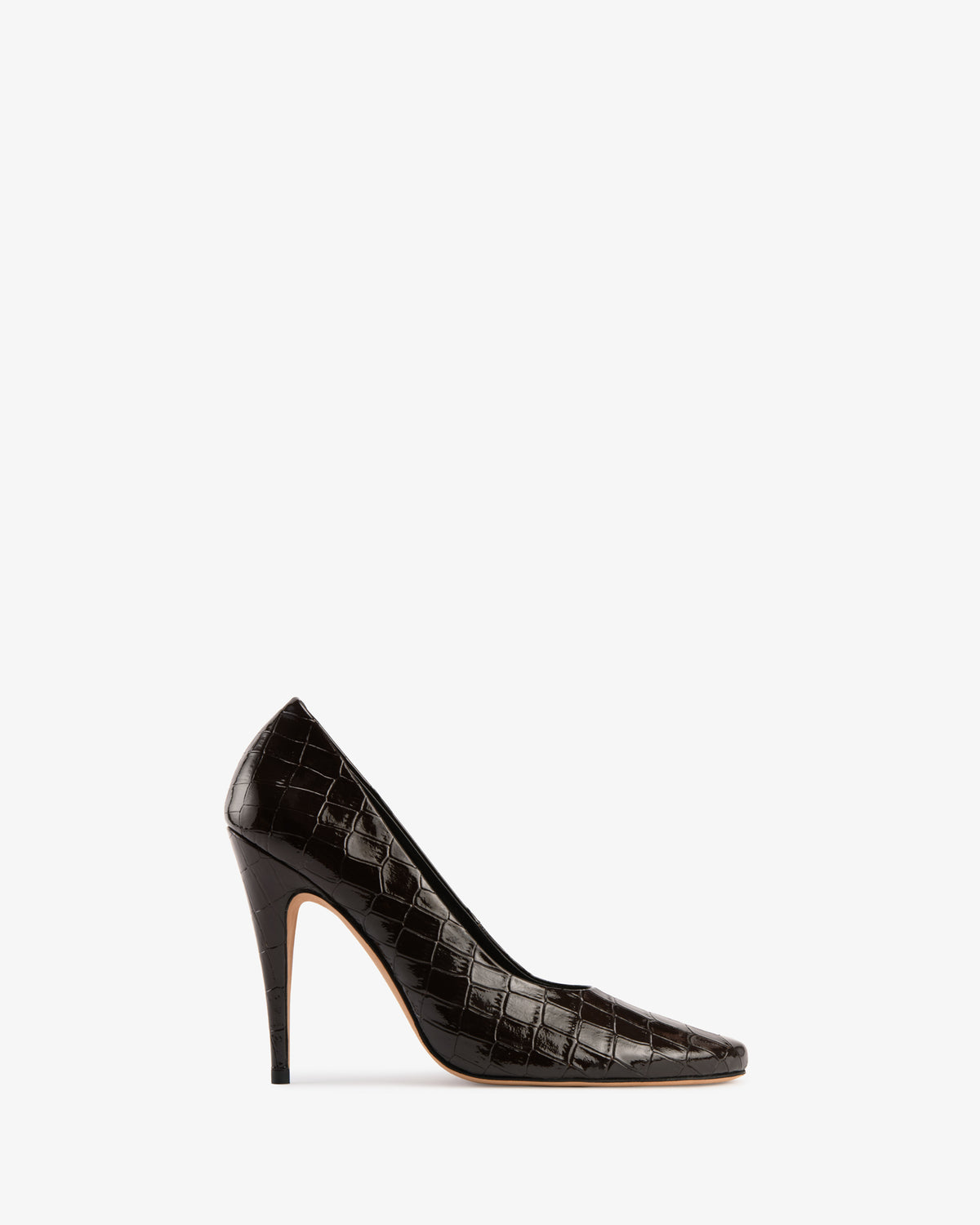 Jerry Pump Dark Brown Croc Embossed Patent Leather