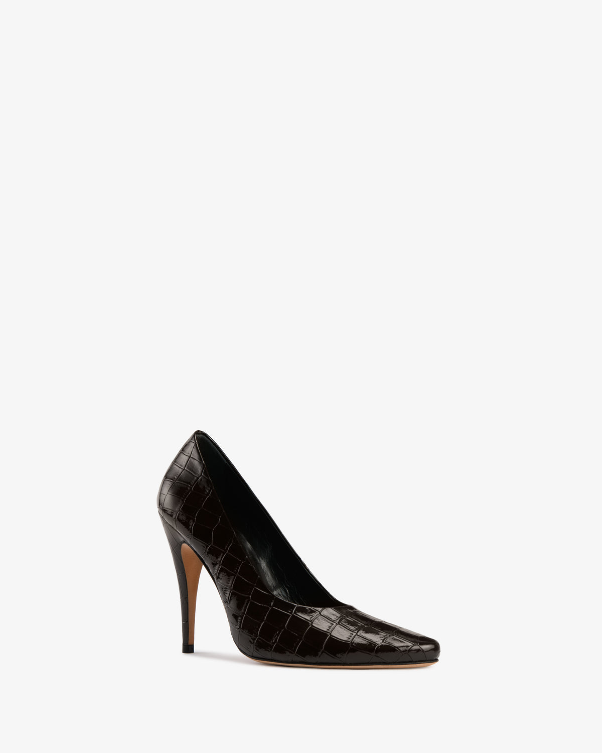 Jerry Pump Dark Brown Croc Embossed Patent Leather