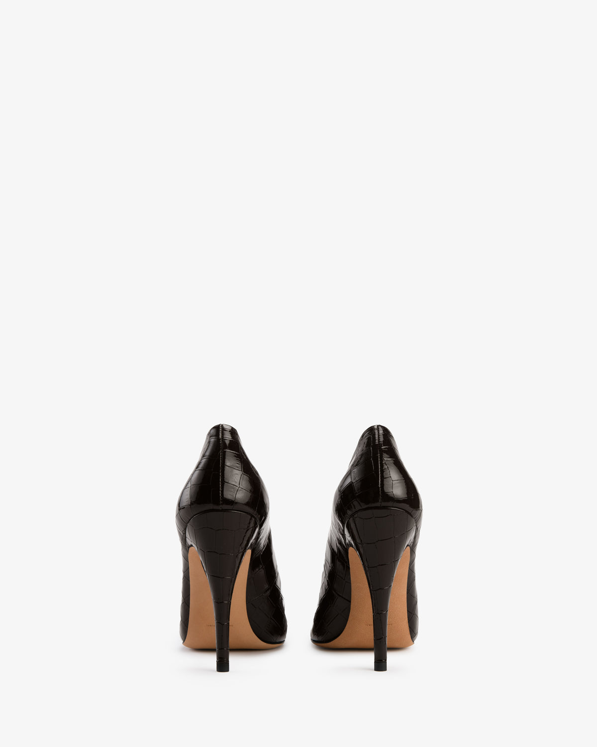 Jerry Pump Dark Brown Croc Embossed Patent Leather