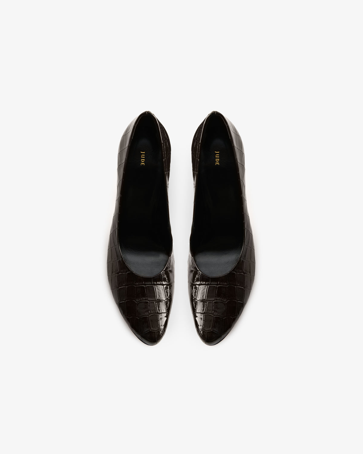 Jerry Pump Dark Brown Croc Embossed Patent Leather