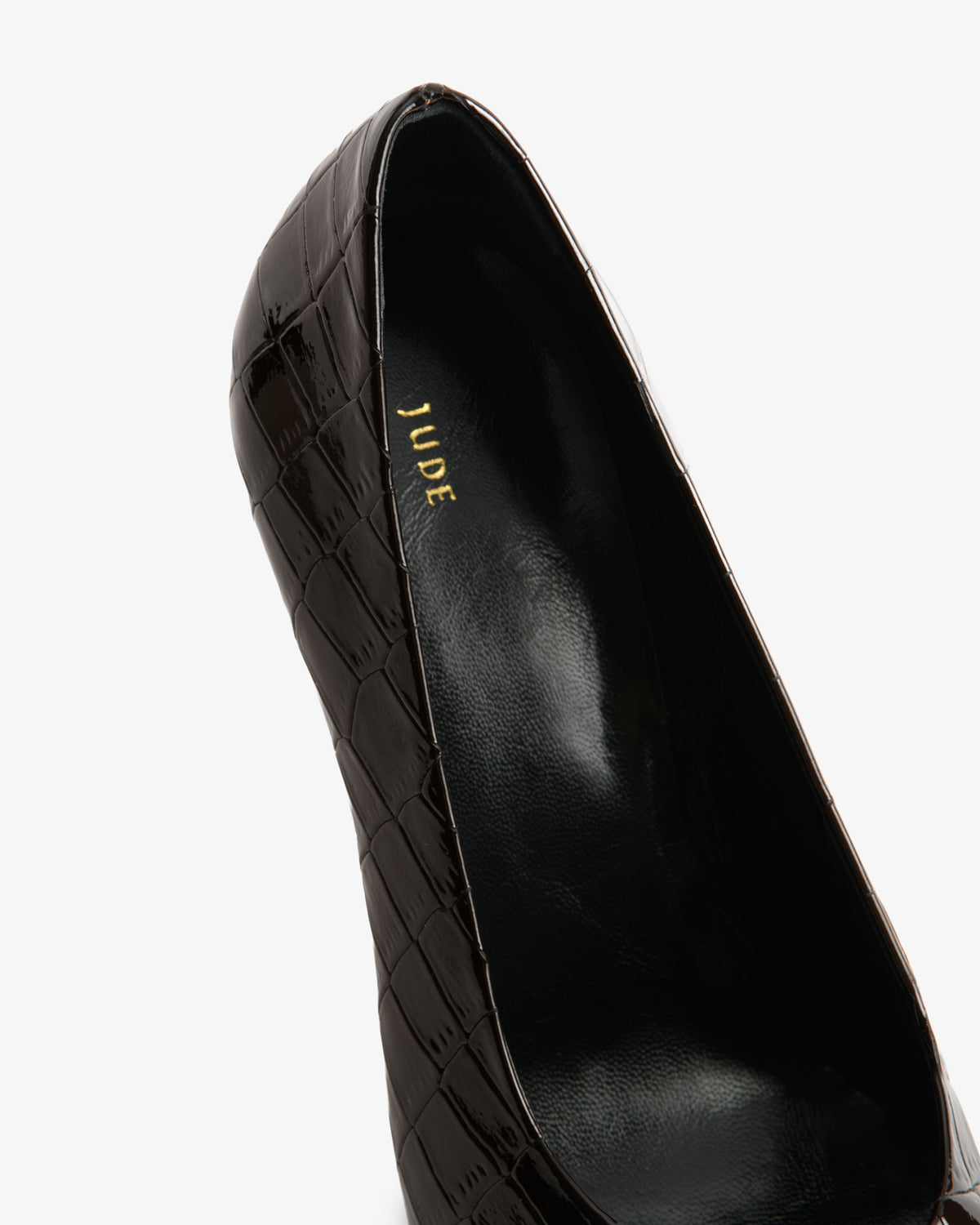 Jerry Pump Dark Brown Croc Embossed Patent Leather