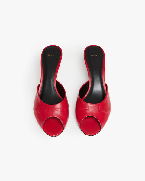 Cave Mule in Red Creased Leather