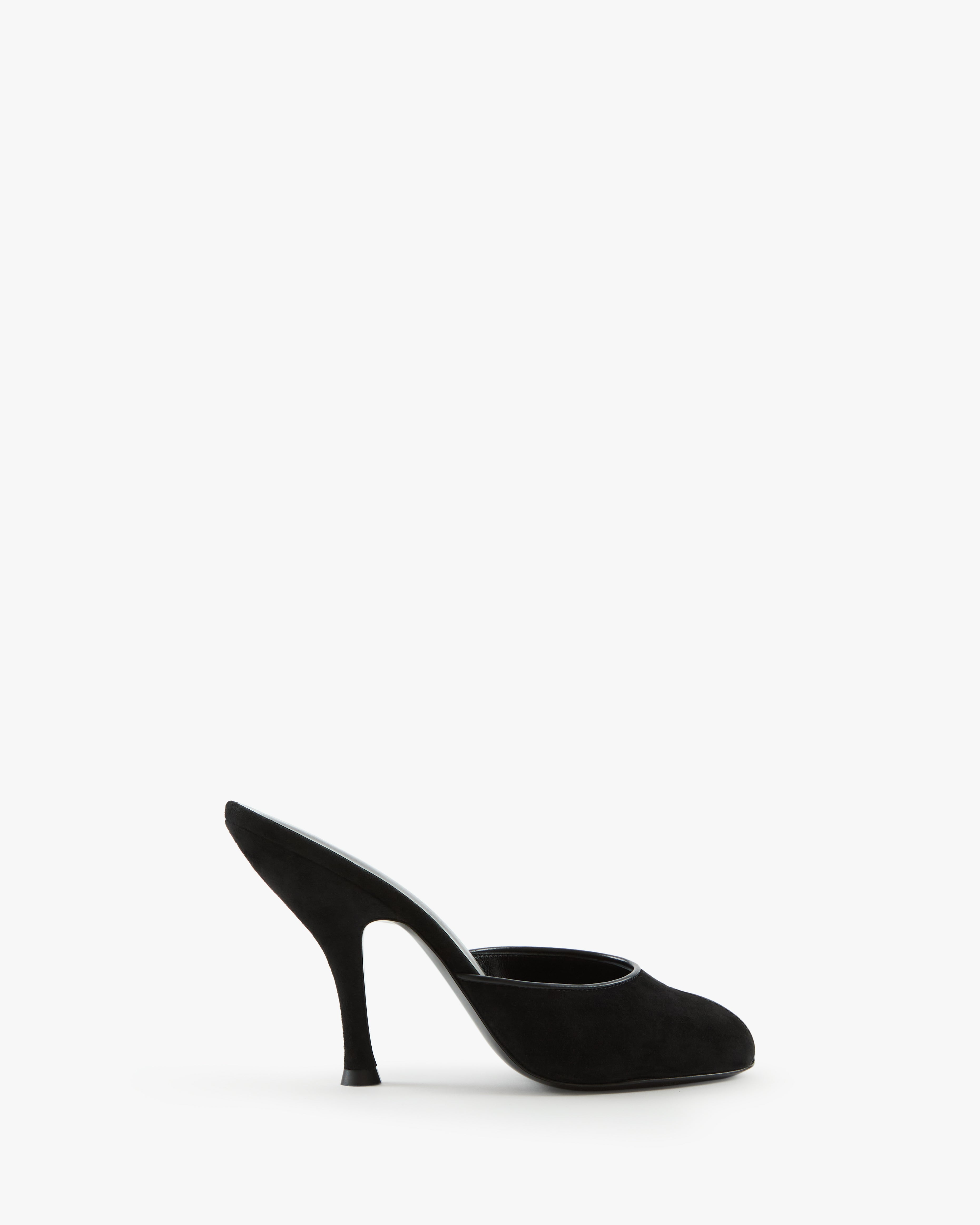 Date Mule in Black Suede Leather