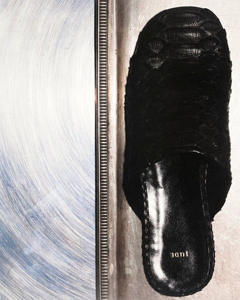 Floor Slide in Dark Brown Python Leather - Second Image