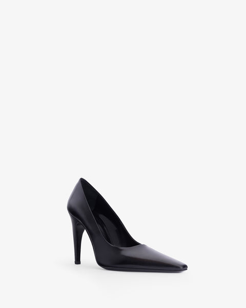 Fame Pump in Black Brushed Leather - Second Image