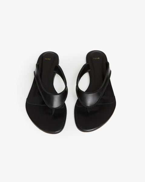 Rue Sandal in Black Leather and Suede