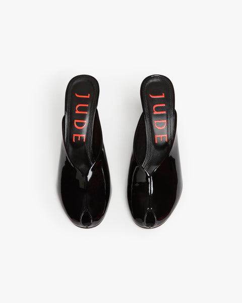 Paw Mule in Black Patent Leather