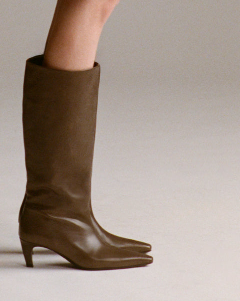 Cave Mid Calf Boot in Mocha Leather - Second Image
