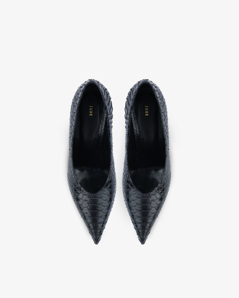 Kiss Pump Black Python Leather